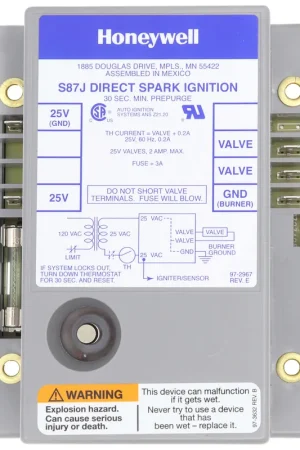Resideo S87J1026 Single Rod Direct Spark Ignition Control 11 Second Trial Lockout Clearance