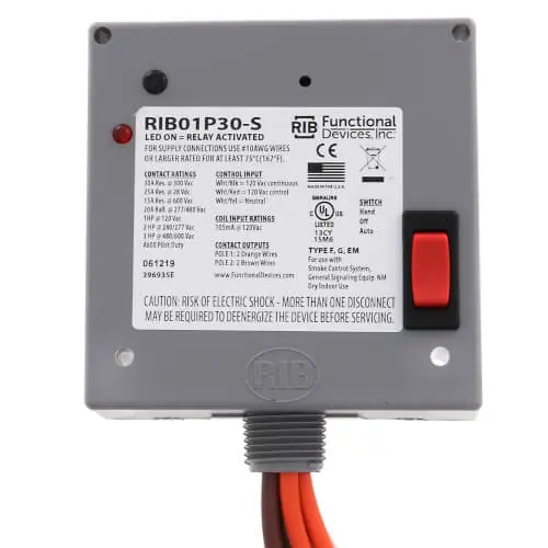 Functional Devices RIB01SBCDC Dry Contact Relay 20A SPDT Override Discount