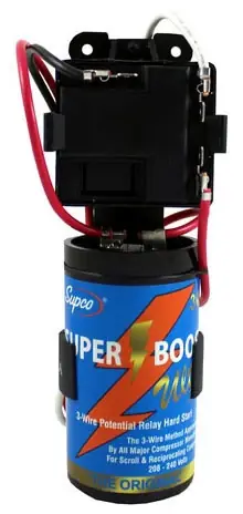 Supco 3W1 Hard Start Kit 208 to 277 VAC 1 to 3 HP 3-Wire Mechanical Potential Relay Start Capacitor Combination Genuine