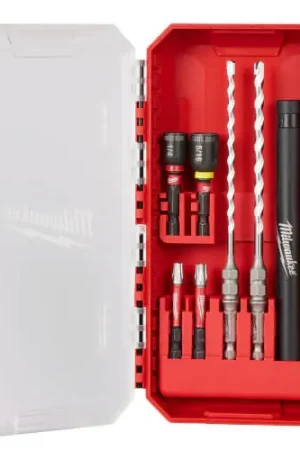 One Day Deal Milwaukee 48-20-8877 7 Piece Shockwave Impact Duty Carbide Multi-Material Drill Bit Concrete Screw Install Kit
