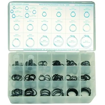 Precision Brand 13980 Metric Snap Ring Assortments Spring Steel 295 per Set Grab Now