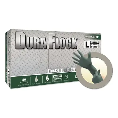 Microflex DFK-608-S Dura Flock Disposable Nitrile Gloves Small Dark Green Don't Miss Out