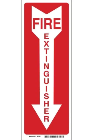 Top Rated Brady 85261 Fire Extinguisher Sign 14 H x 3.5 W Polyester Red on White