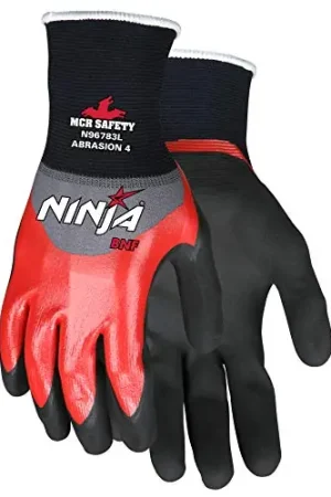 MCR Safety N96783XL Ninja BNF Work Gloves 18 Gauge Over Knuckle Nitrile Dip Black BNF Palm Fingertips X-Large Flash Sale