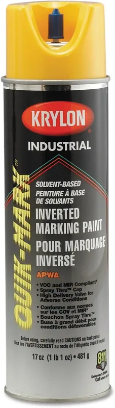 Krylon S03821 20-Oz. A.P.W.A. Hi-Viz Yellow Quik-Mark Inverted Marking Paint 12 Cans Latest