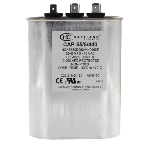 Hartland Controls CAP-55/5/440 Dual Capacitor 370/440V Replacement Cheap