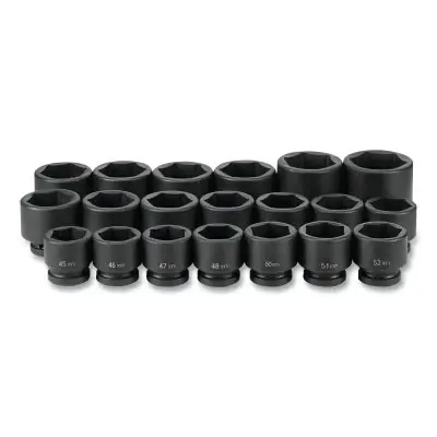 Grey Pneumatic 9020M Impact Socket Set 1 Drive Metric 20-Pc STD Length 45 mm to 75 mm Save Now