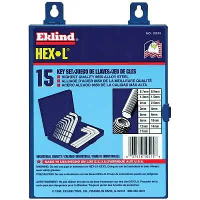 Eklind Tool 10515 Hex-L Key Set Metric 15 per Set Best Seller