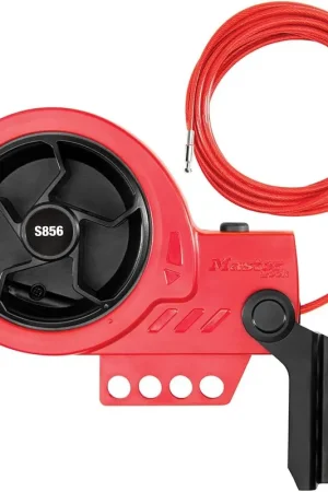 Master Lock S856 Lockout Device with Retractable Cable Steel Cable with Red Plastic Coating One Day Deal