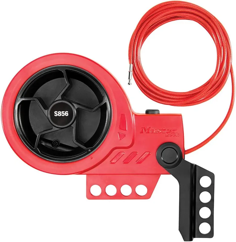 Master Lock S856 Lockout Device with Retractable Cable Steel Cable with Red Plastic Coating One Day Deal