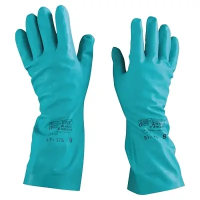 Ansell 100013 37-175 Nitrile Gloves Gauntlet Cuff Cotton Flock Lined Size 8 Green 17 mil Hot Deal