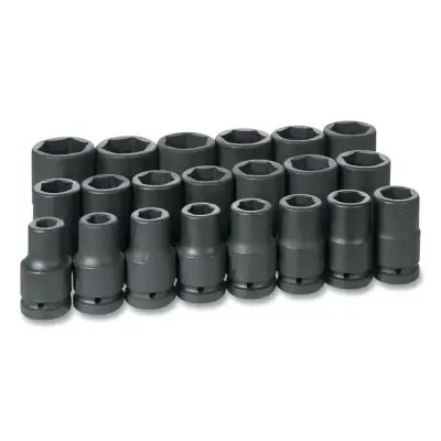 Grey Pneumatic 9021D Impact Socket Set 1 in Drive SAE 21-Pc Deep Length Trending