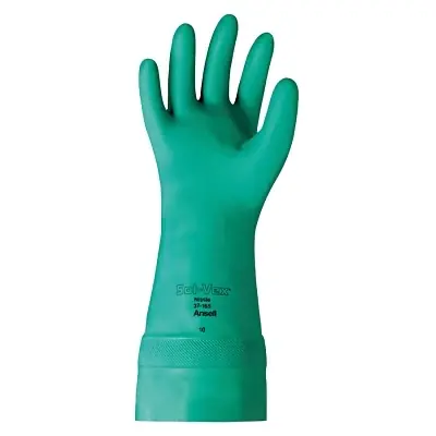 Don't Miss Out Ansell 102939 37-165 Nitrile Gloves Gauntlet Cuff Unlined Size 9 Green 22 mil