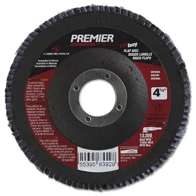 Carborundum 5539563929 Premier Red Zirconia Alumina Type 27 Fat Boy Flap Disc 4-1/2 Inch Diameter 40 Grit 7/8 Inch Arbor 13300 RPM Deal