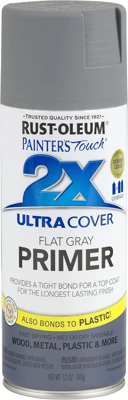 Must Have Rust-Oleum 334017 Painter's Touch 2X Ultra Cover Spray Primer, 12 oz, Flat Gray