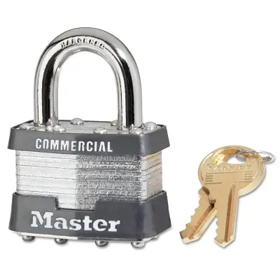 Discount Master Lock 1KA-2002 Laminated Steel Padlock 15/16 inch Shackle 2002 Key