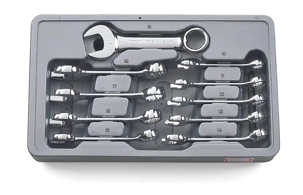 Authentic Gearwrench 81904 10 Pc. 12 Point Stubby Combination Metric Wrench Set