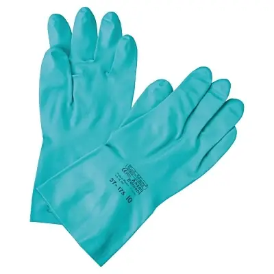 Ansell 100016 37-175 Nitrile Gloves Gauntlet Cuff Cotton Flock Lined Size 10 Green 17 mil Shop Now