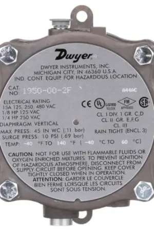 DWYER 1950-20-2F Explosion-Proof Differential Pressure Switch for Hazardous Atmospheres Latest