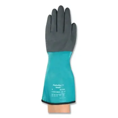 Ansell 58-201-090 Nitrile Coated Chemical Protective Gloves, Size 9, Green Best Choice