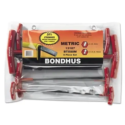 Bondhus 13187 Balldriver T-Handle Hex Key Sets Power 8 per pack Limited Offer