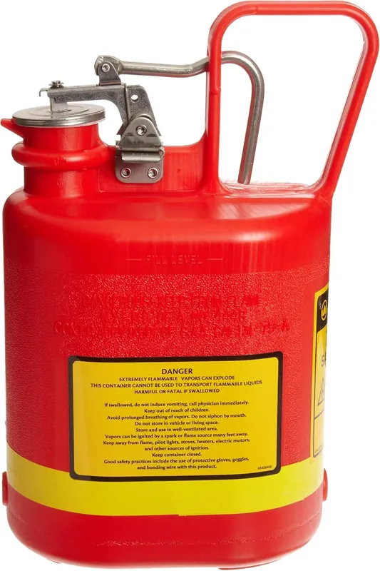 Budget Justrite 14160 Type I Polyethylene Safety Can 1 Gallon Stainless Steel Fittings Red