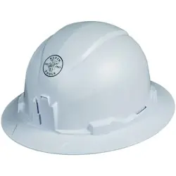 Klein 60400 Hard Hat, Non-Vented, Full Brim Style, White Free Returns