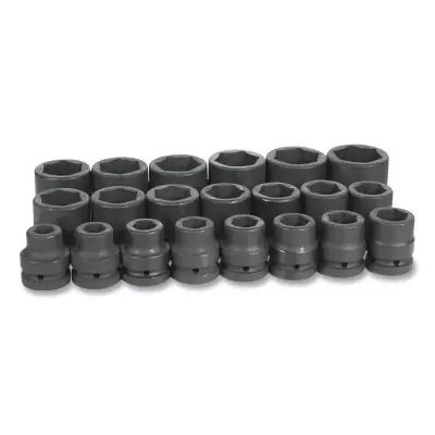 Affordable GREY PNEUMATIC 9021 Impact Socket Set, 1 in Drive, SAE, 6-point, 3/4 in to 2 in, 21-Pc STD Length