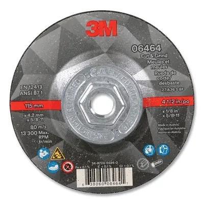 3M 7100245014 Cut and Grind Wheel 36+ Grit 4.5 in 5/8-11 Arbor Free Returns