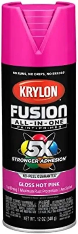 Instant Buy Krylon K02708007 Fusion All-in-One Paints + Primers 12 oz Aerosol Can Gloss Hot Pink