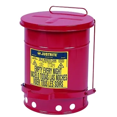 Justrite 9100 Red Oily Waste Can 6 Gal Foot Operated Cover Last Chance