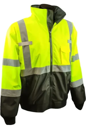 Fan Favorite Radians SJ110B-3ZGS-5X Two-in-One High Visibility Bomber Safety Jacket 5X-Large Safety Green