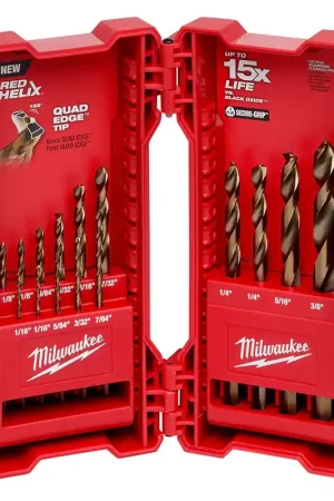 Free Returns Milwaukee 48-89-2331 15 Piece Cobalt Red Helix Drill Bit Set