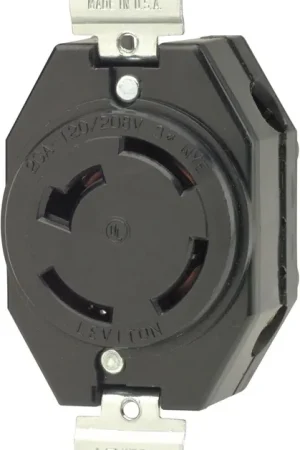 Genuine Leviton 7410-B 20 Amp, 120/208 Volt- 3PY, Flush Mounting Locking Receptacle, Industrial Grade, Non-Grounding