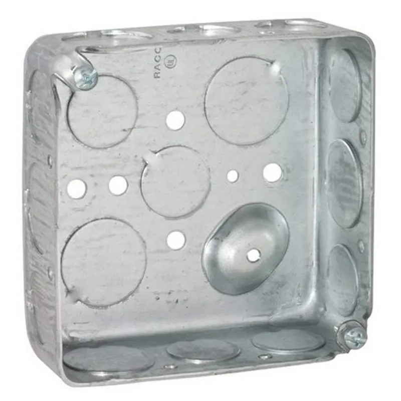Raco 192 Square Box, 1-1/2 Depth, 1/2-3/4 Knock-Out, Pack of 50 Clearance