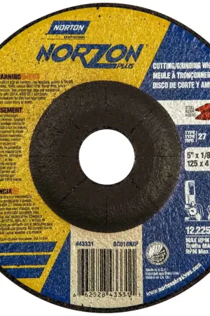 Affordable Norton 66252843331 5x1/8x7/8 in. NorZon Plus SGZ CA/ZA Grinding and Cutting Wheels, Type 27, 24 Grit, 25 Pack