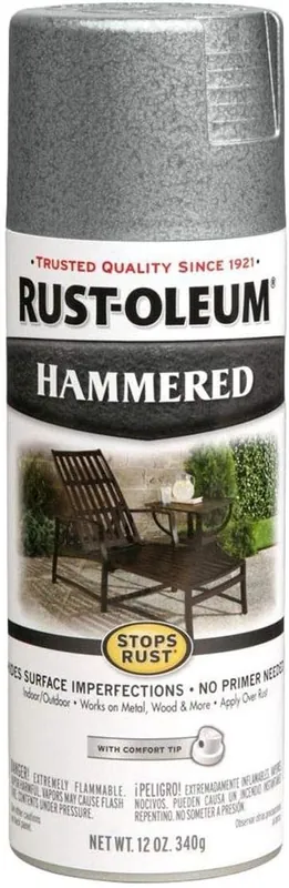 Genuine Rust-Oleum 7213830 Stops Rust Hammered Spray Paint 12 Oz Silver