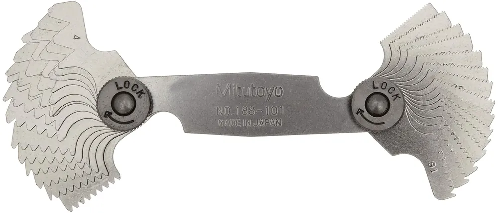 Mitutoyo 188-101 Whitworth Screw Pitch Gage 4 to 42 TPI 30 Leaves Luxury