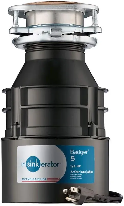 Certified InSinkErator BADGER5W/C Badger 5 Garbage Disposal with Power Cord 1/2 HP