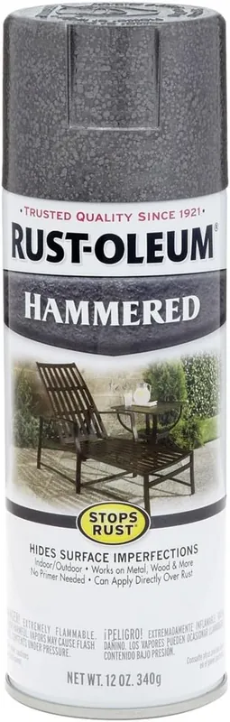 Authentic Rust-Oleum 7214830 Gray Hammered Enamel Aerosol Spray Paint - 12 Ounce Pack of 6
