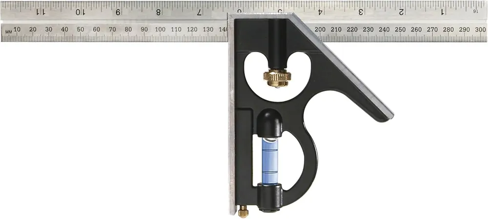 Authentic Empire Level E250IM Heavy Duty Professional Combination Square with Etched Stainless Steel Blade Inch and Metric Graduations