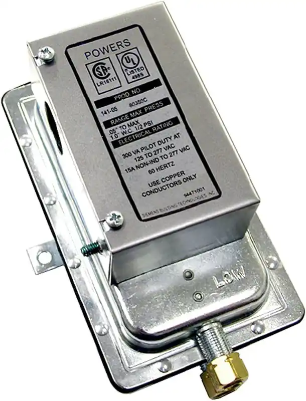 Siemens 141-0574 Differential Static Pressure Airflow Switch, Auto Reset Action, Silver Latest