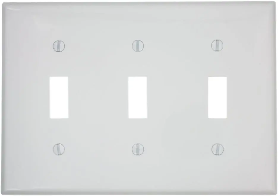 Leviton 80711-W 3-Gang Toggle Device Switch Wallplate White Budget