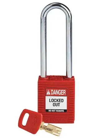 Best Price Brady NYL-RED-76ST-KD Lockout Padlock Nylon Red Key Different