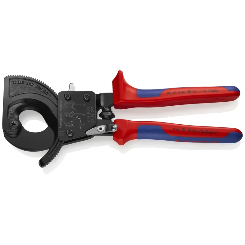 KNIPEX 9531250SBA Ratcheting Cable Cutters 10 Inch Multi-Component Crafted