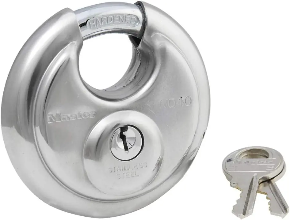 Master Lock 40DPF Stainless Steel Discus Padlock with Key Secure Checkout