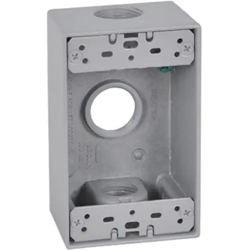 TRUE VALUE FSB75-3 1 Gang Rectangular Outlet Box, Three 3/4 Inch Holes, Mounting Lugs, Closure Plugs, Ground Screw Buy Today