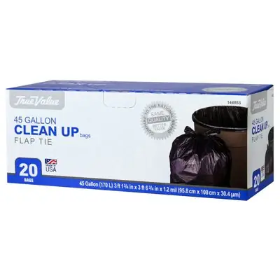 True Value 1221765 Clean Up Trash Bags Extra Large 45-Gal 20-Ct. Last Chance