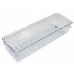 Special Offer TRUE VALUE 52430 InterDesign Linus Drawer Organizer, Clear/Chrome Plastic, 3 x 9 x 2-In.