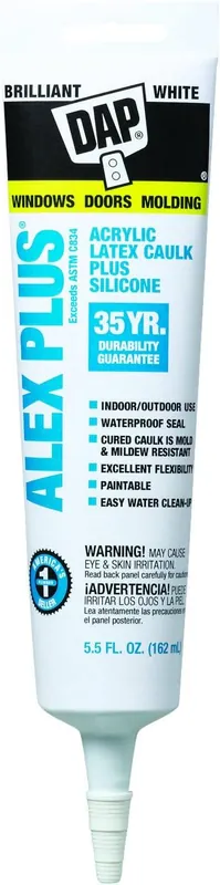 DAP 18128 Dap 5.5 Oz White Alex Plus Acrylic Latex Caulk Plus Silicone - 12 Pack New Release